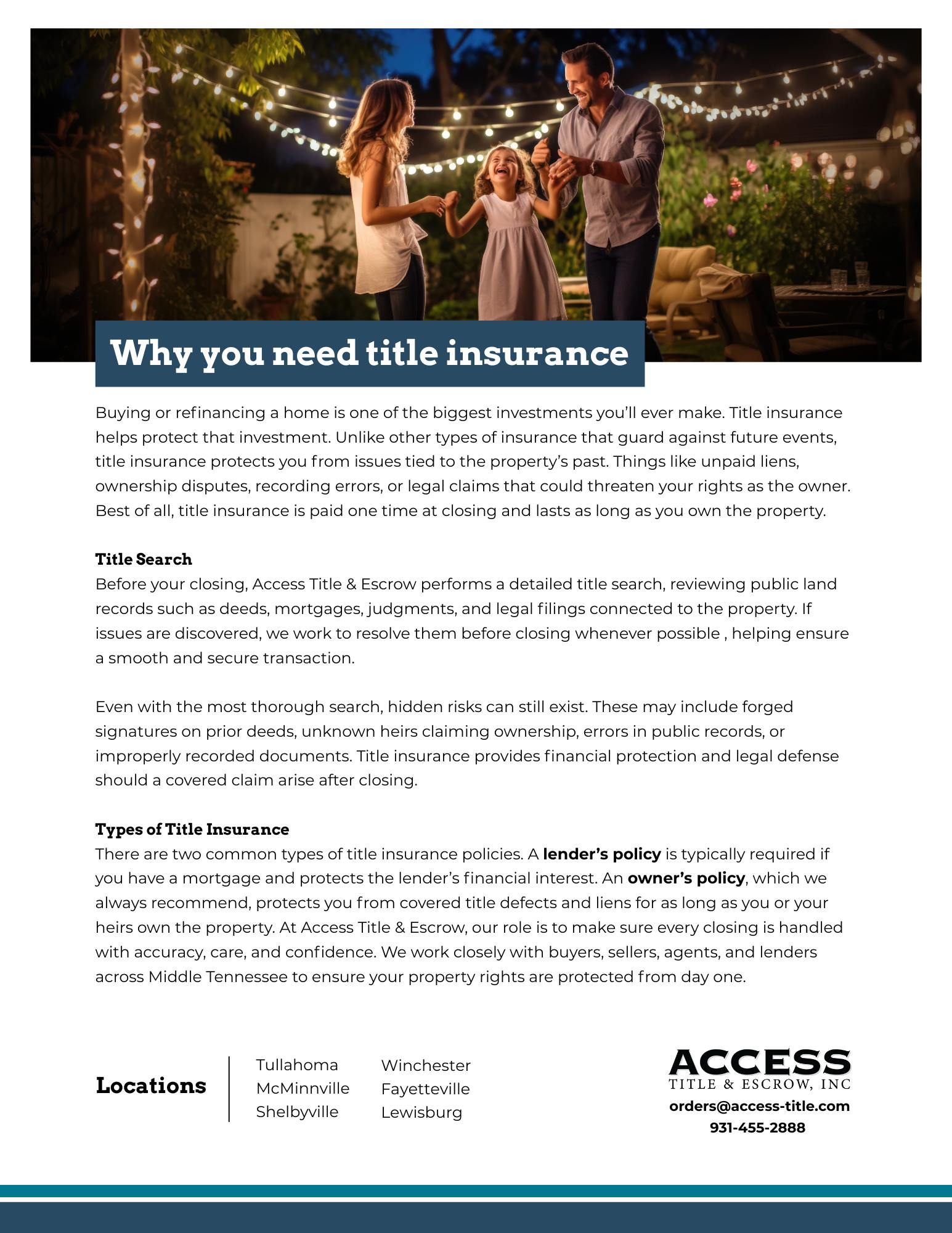 Why you need title insurance